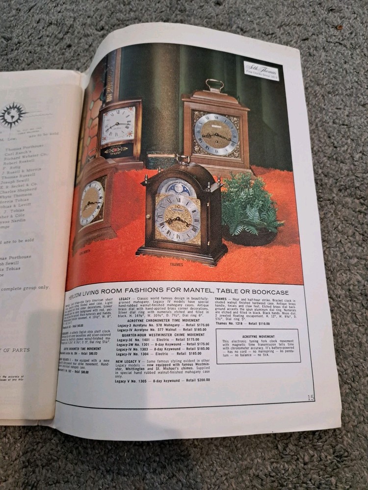 Vintage 1970 Seth Thomas Clock Catalog