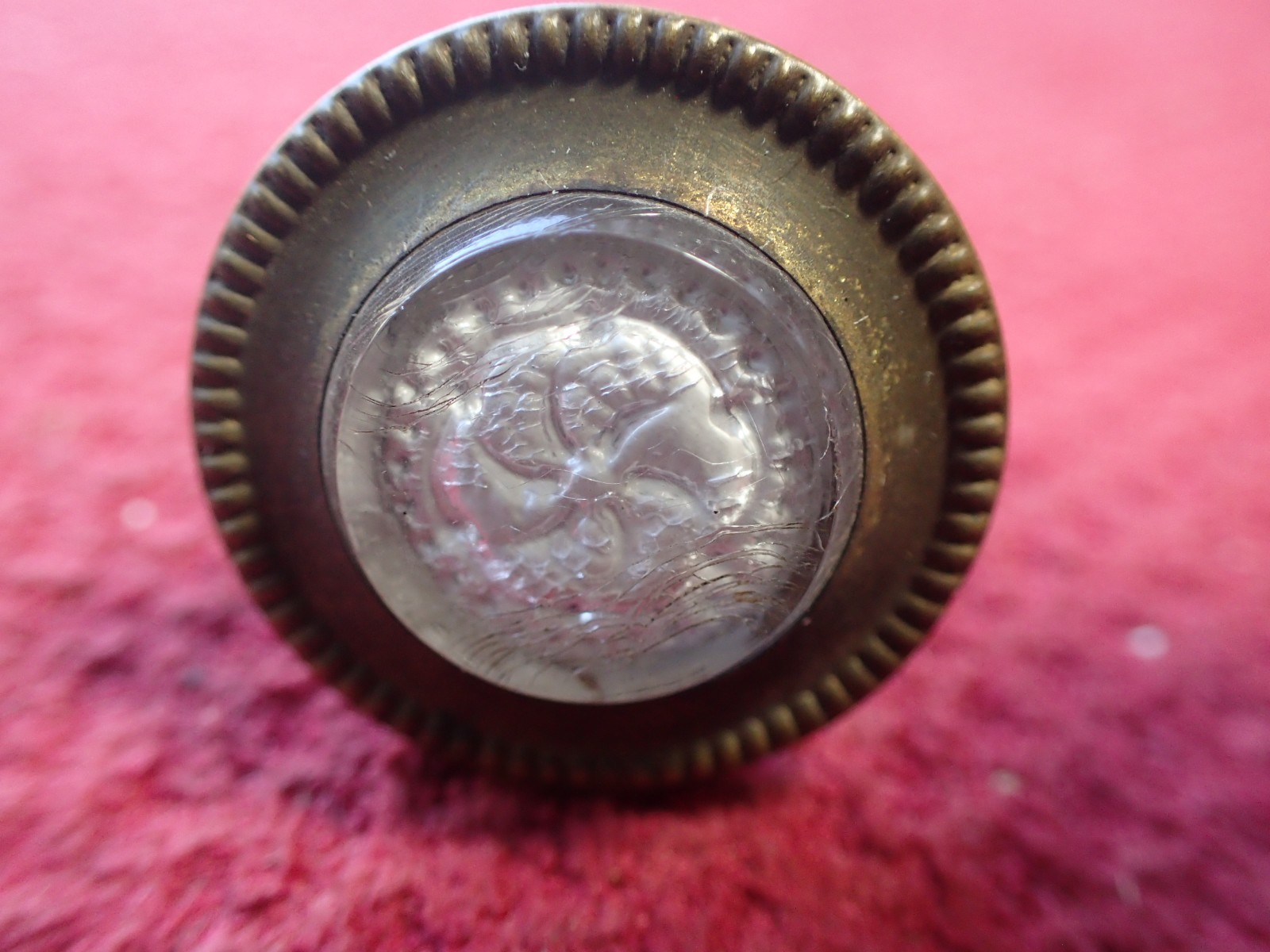 Antique Victorian Five (5) Sulfide Glass Brass Picture Hanging Nails