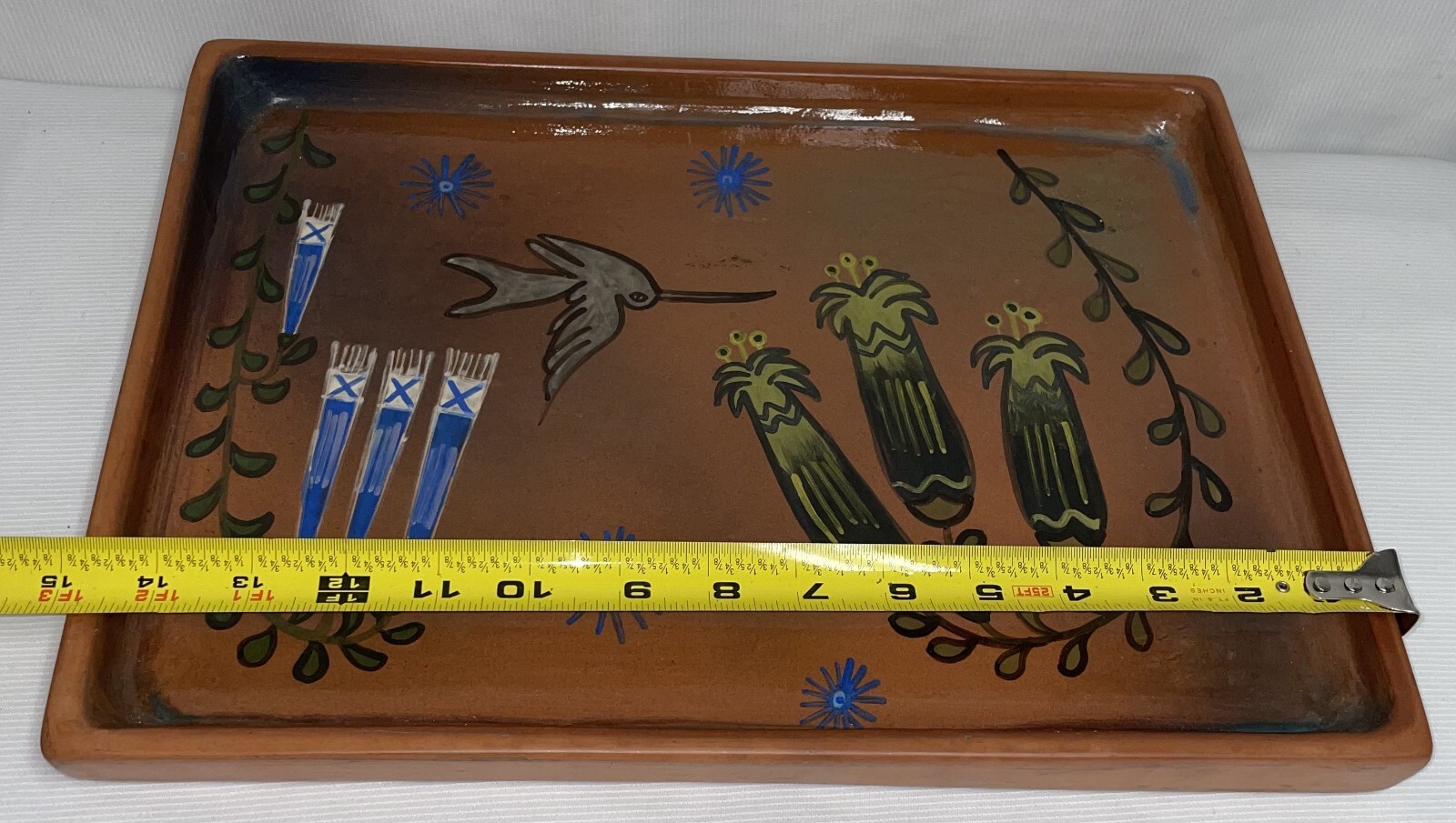 Seminario Peru Terracotta 15 Inch Tray Hand Crafted Hand Painted