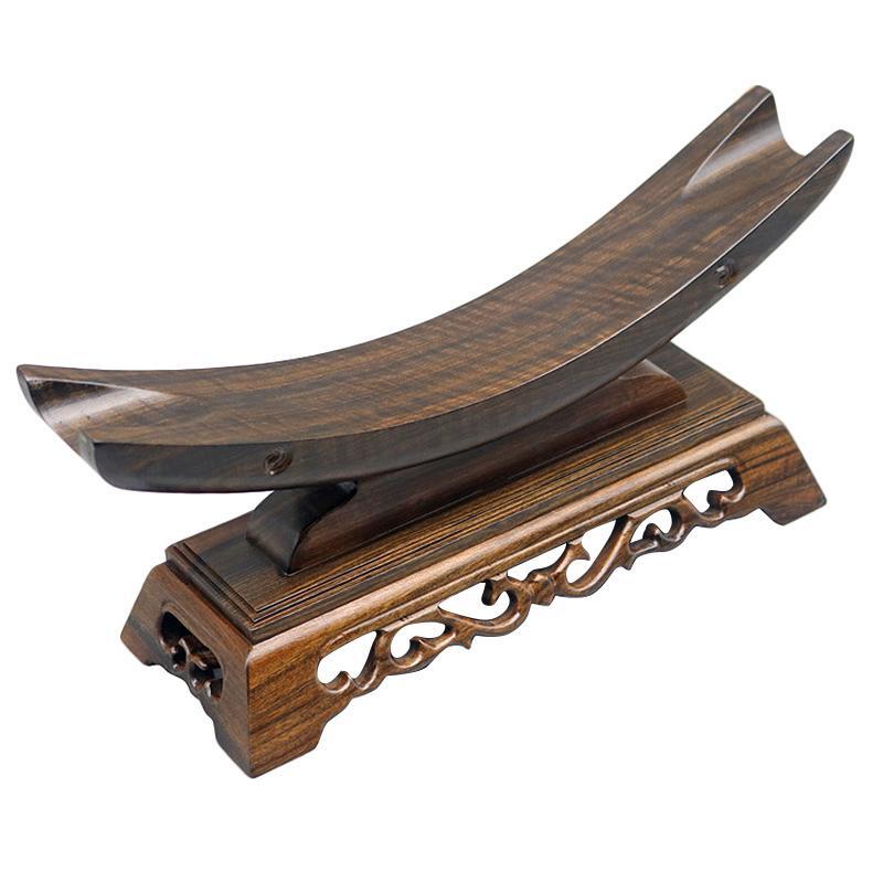 Wood Sword Stand Solid Display Katana Holder Crescent Shape