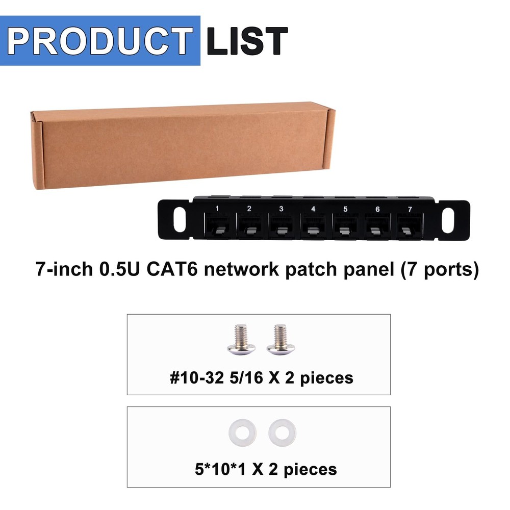 7 Inch 0.5U 7Port Patch Panel CAT6 Network For DeskPi RackMate TT Server