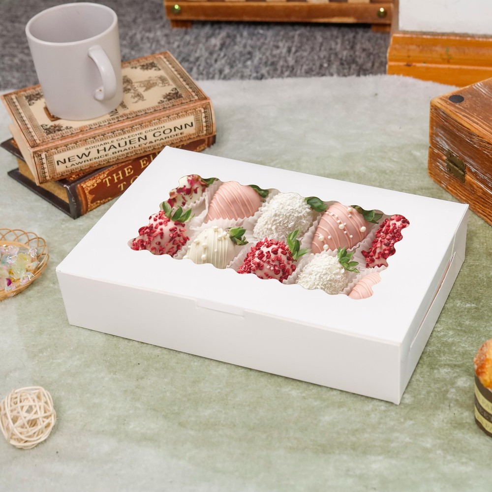 5 Pack Cookie Boxes 12x8x2.5inch Bakery Boxes with Window Treat Boxes for Coo...