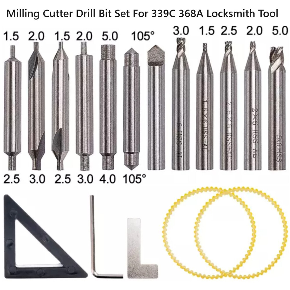 17PCs Drill Bits Set For 368A Locksmith Tool Vertical Key Machine Cutter TOP