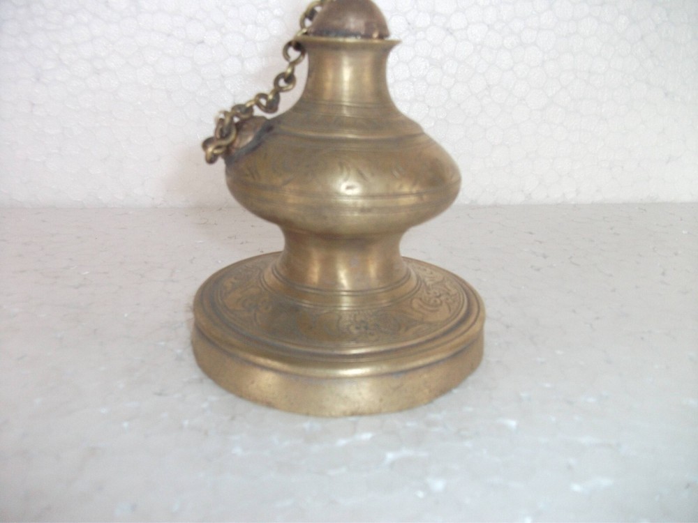 Vintage Unique Shape Engraved Solid Brass Handcrafted Inkpot/Well