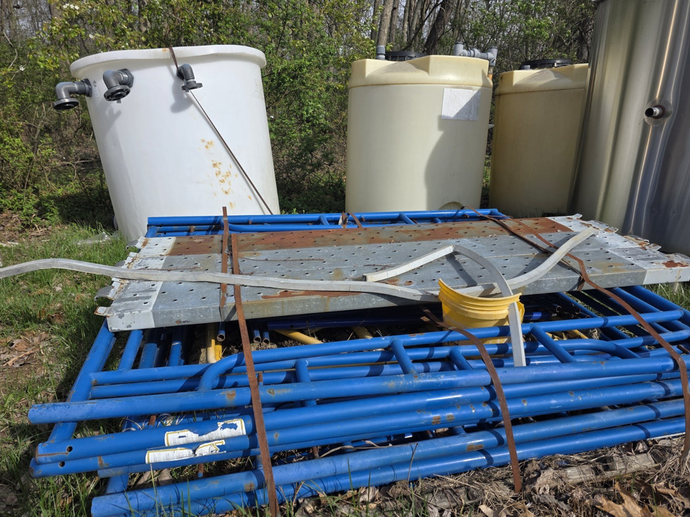 Blue Modular Scaffolding Components with Metal Platform