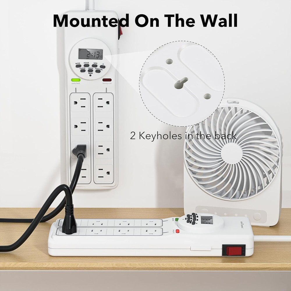 BN-LINK 8 Outlet Surge Protector with 7-Day Digital Timer Overload Protection