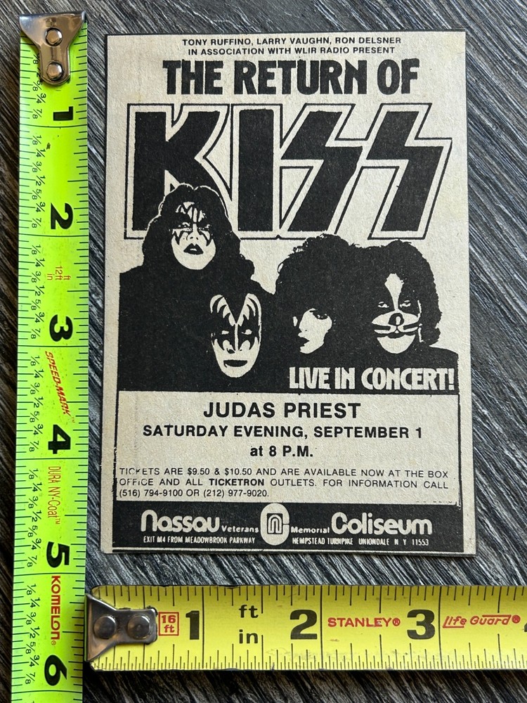 KISS Concert Ad Advert Dynasty Tour Nassau NY Sept 1 1979 Vintage Kiss Aucoin A