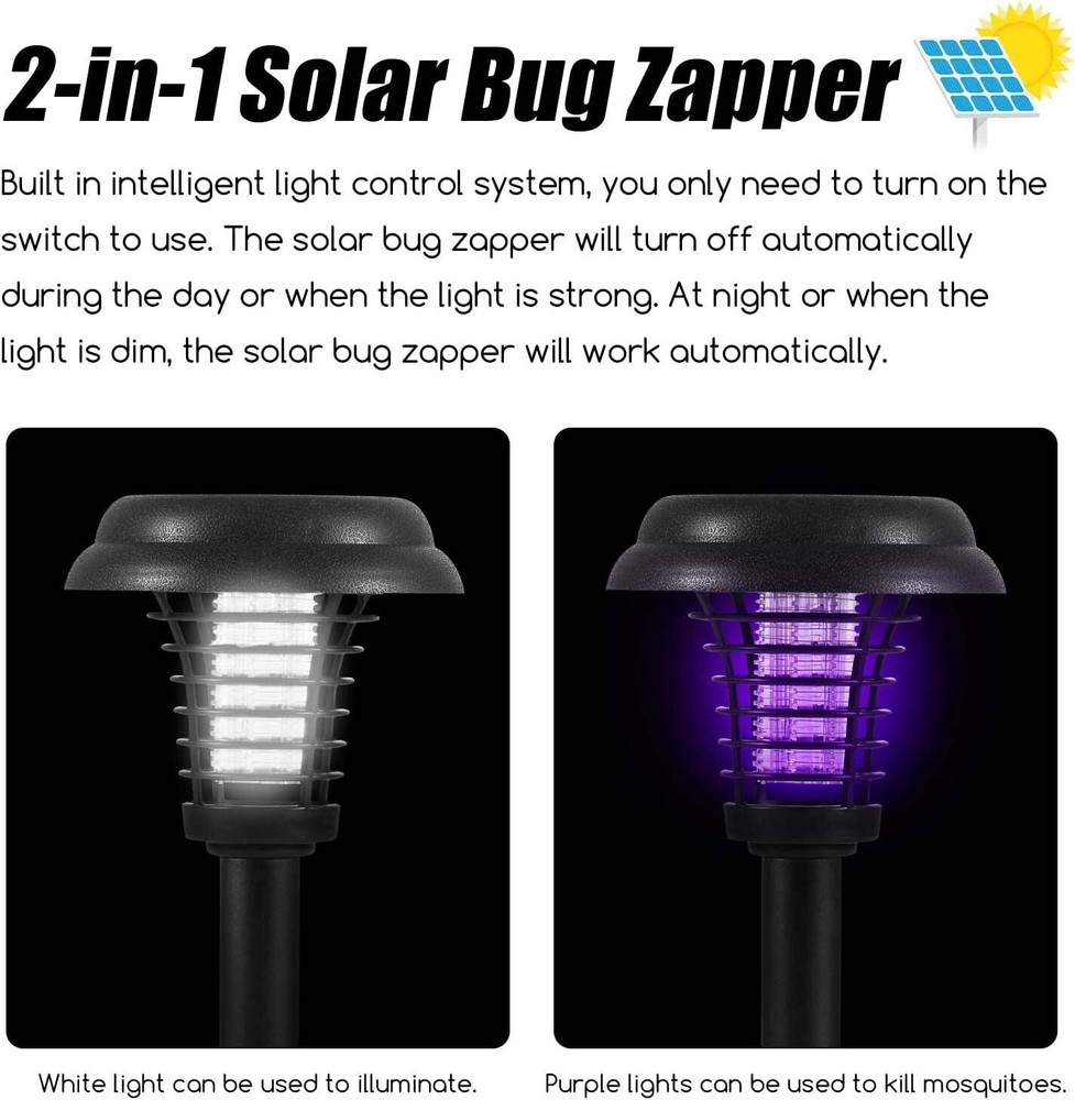 12PC Solar Powered Zapper Lamp Light Outdoor Mosquito Fly Bug Insect Killer Trap