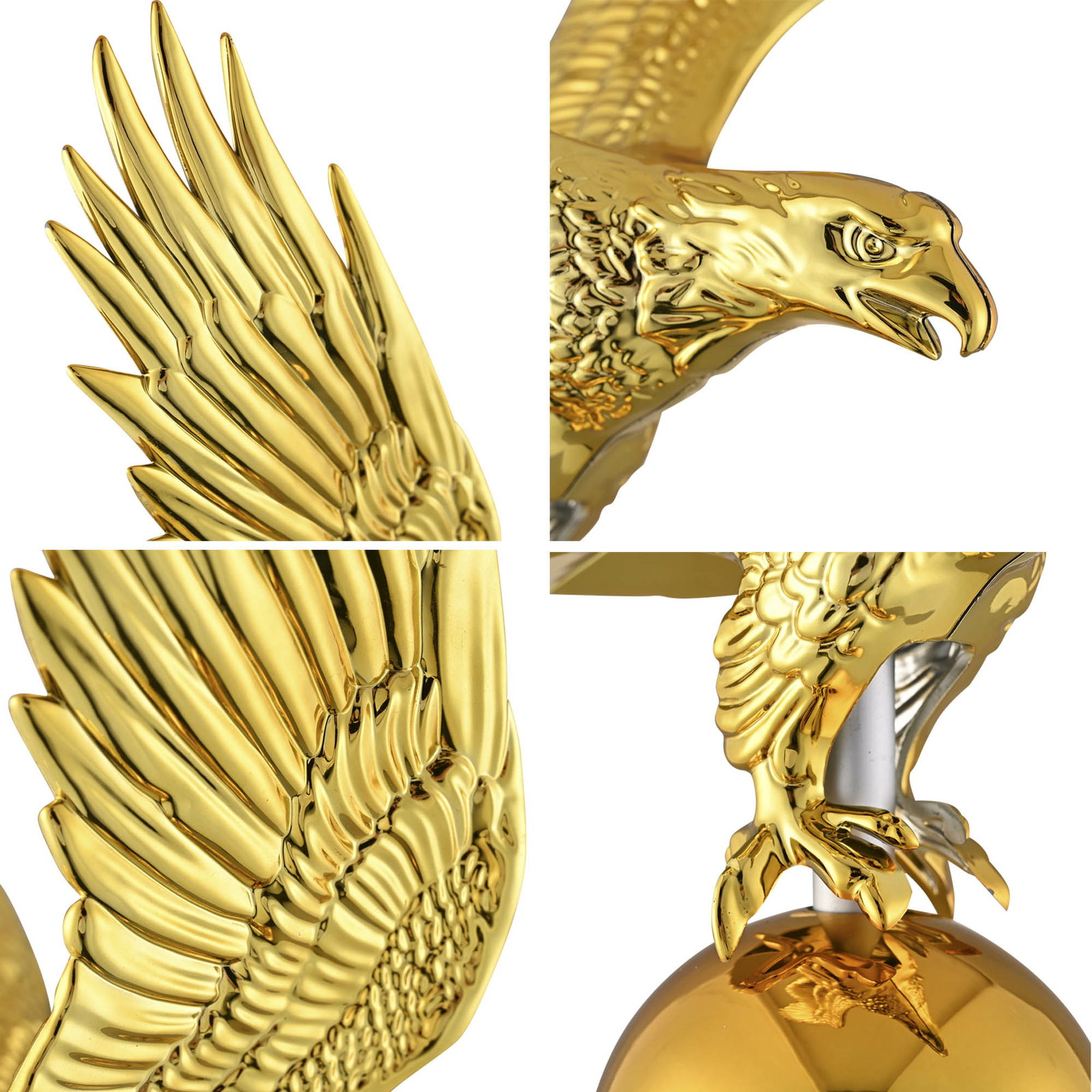 14" Flagpole Eagle Topper Finial Ornament for Telescopic Pole Gold Yard Outdoor