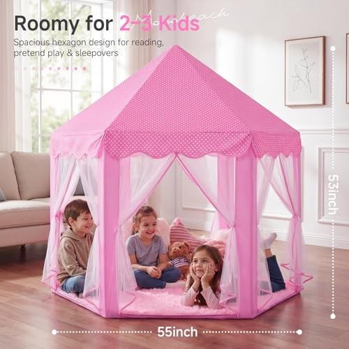 Princess Tent Girls Large Playhouse Kids Castle 02 Pink Tent with Play Mat