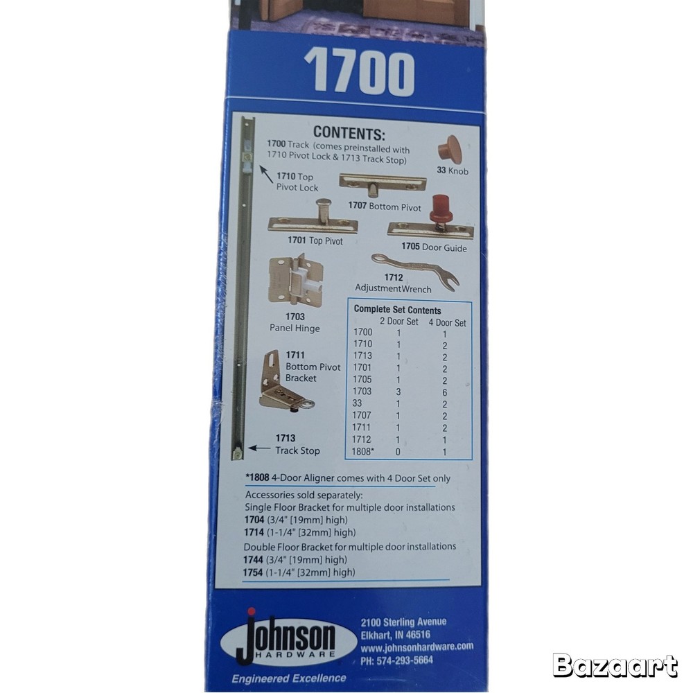 Johnson Hardware 36" 2Dr Bifold Hardware 1700 NEW Sealed