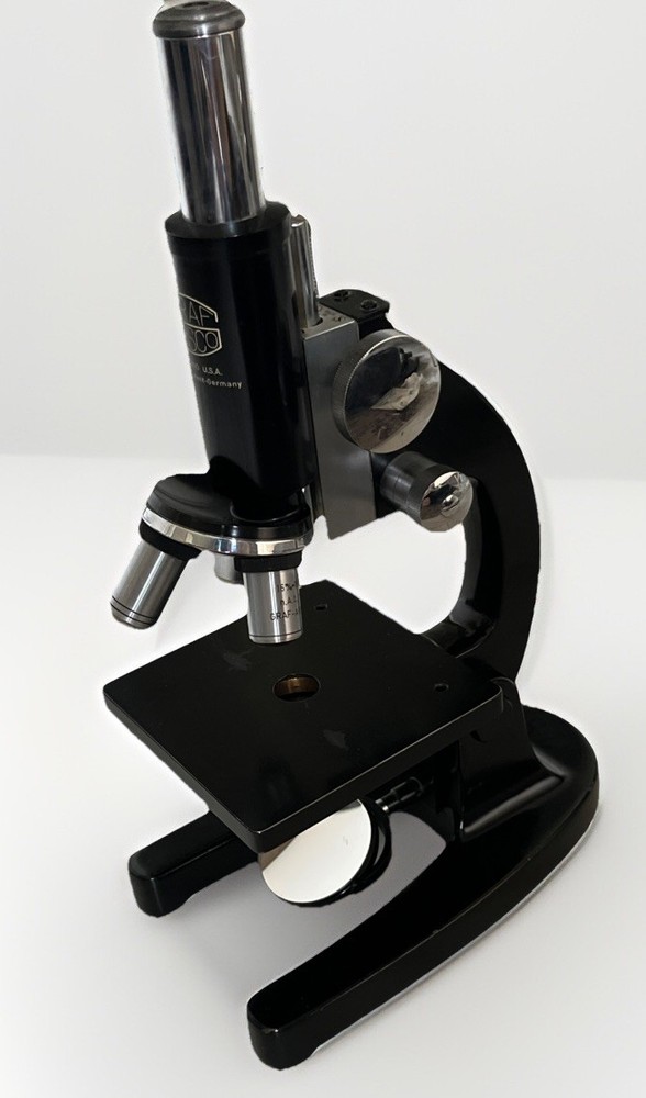 Graf Apsco Germany Microscope w/ 3 Objective Lenses Lab Optical Scope Vintage