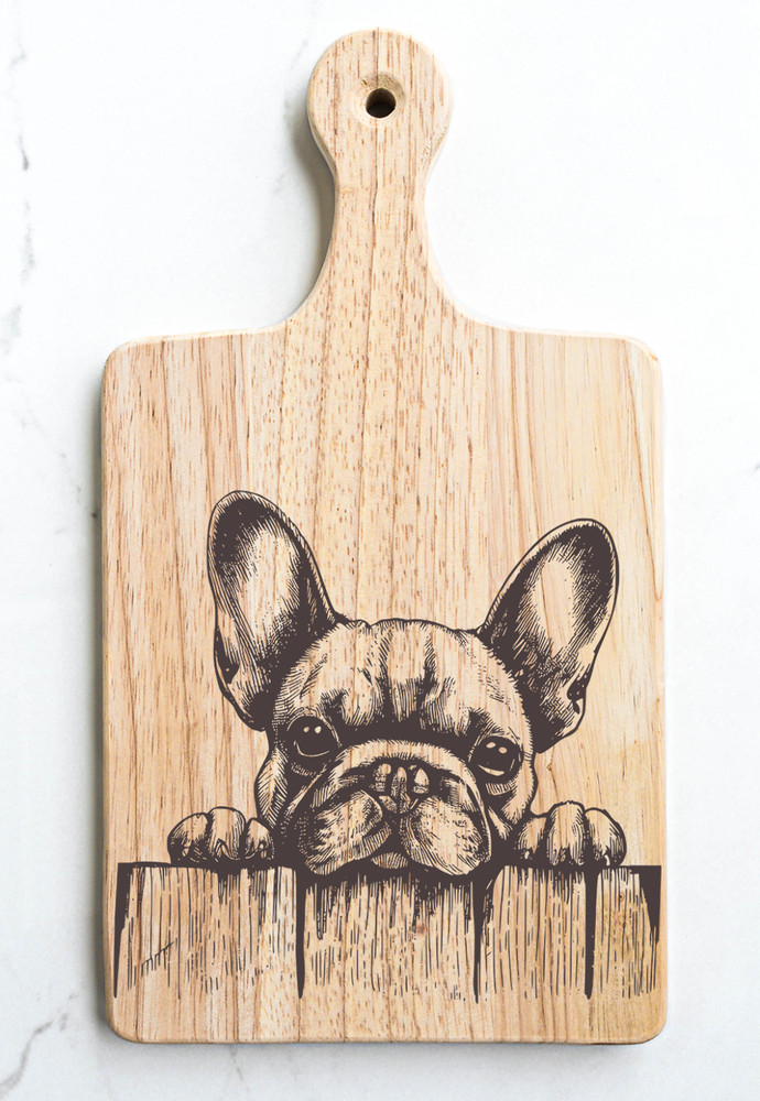 French Bulldog Cutting Cheese Board