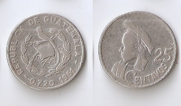 Guatemala 25 centavos 1961
