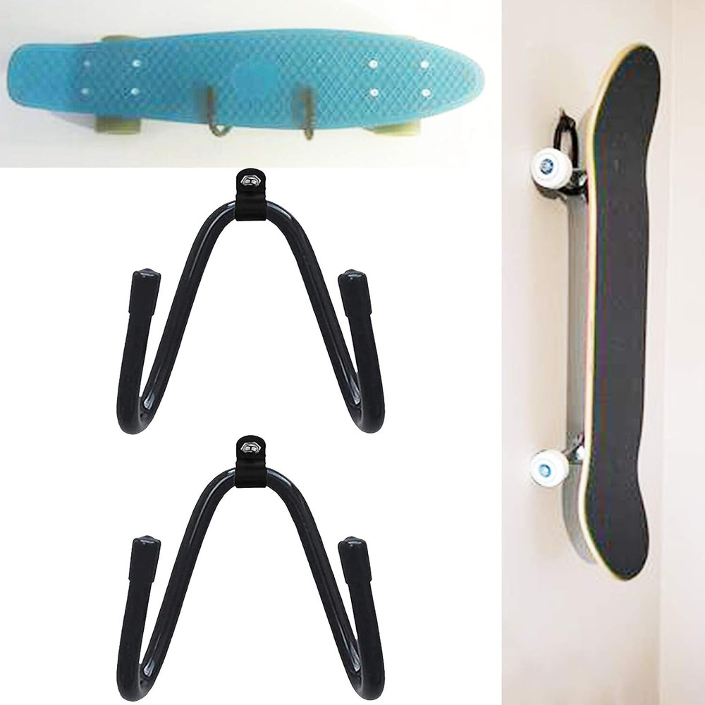 Skateboard Wall Mount Hanger Rack Storage Display Holder Black