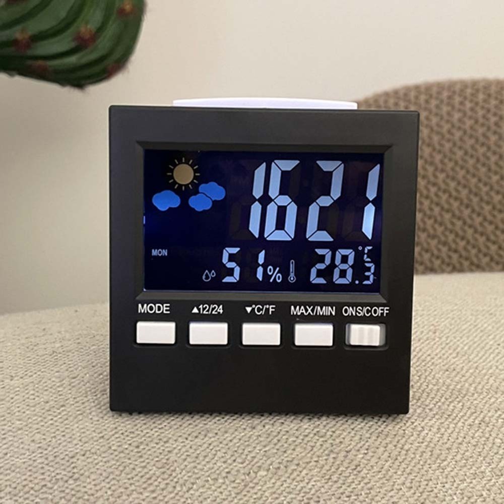 Voiceactivated Backlit Alarm Clock Hygrometer and Thermometer Function