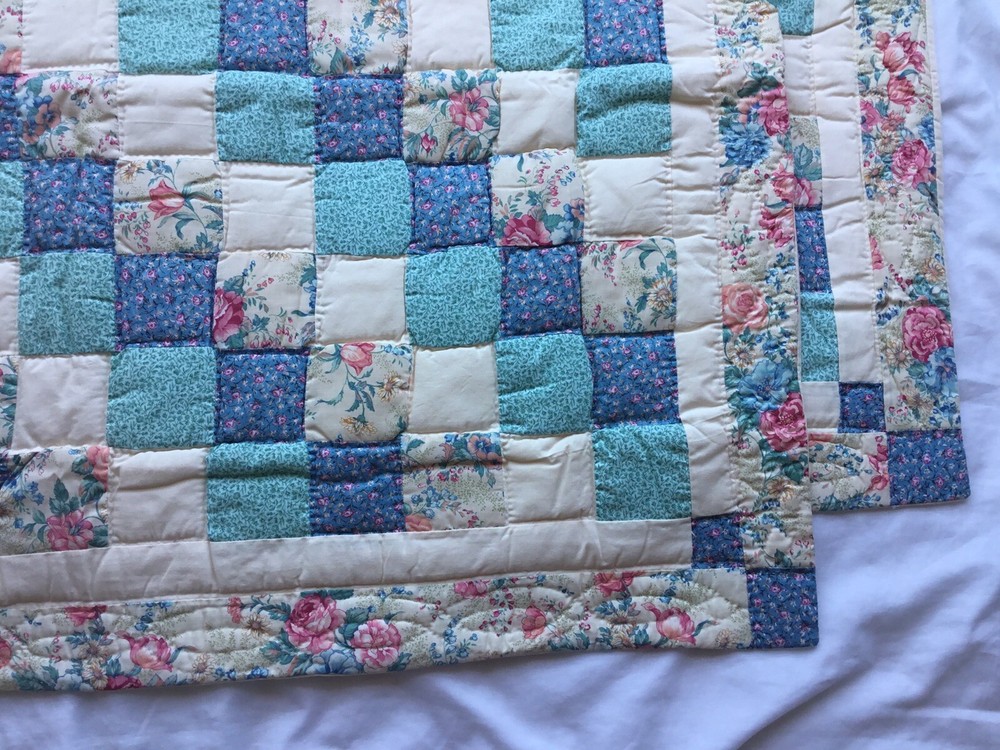 Nine Patch Fully Hand-Quilted Standard Sham Set Of 2
