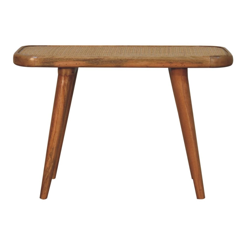 Handwoven Rattan & Solid Wood Bench