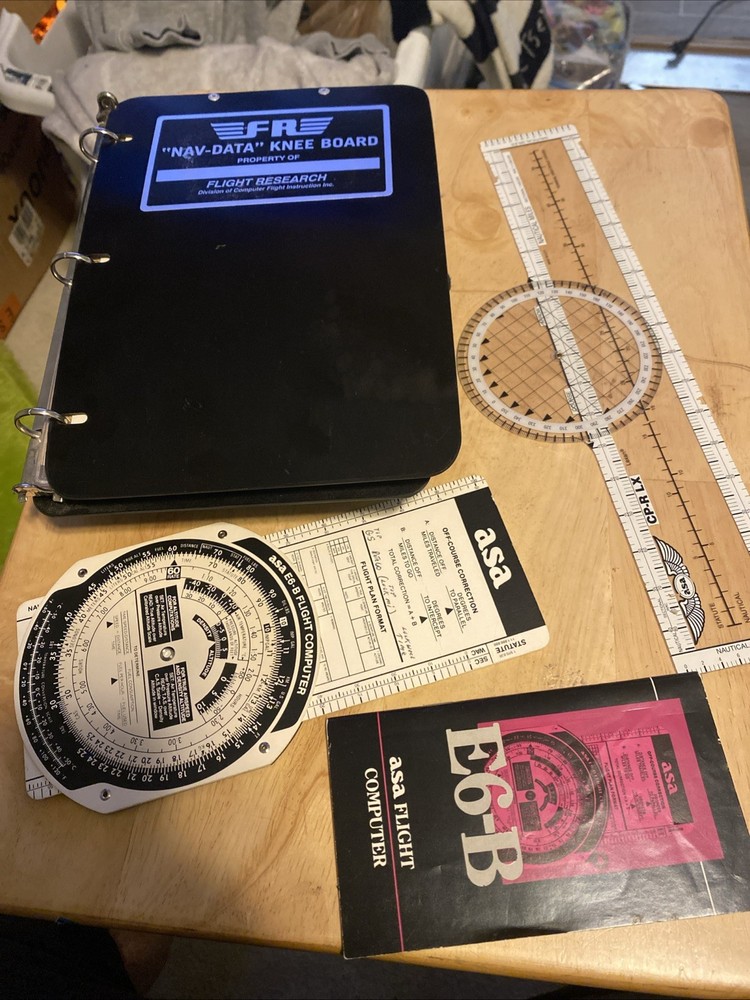 ASA Air E6B  Flight Computer & Flight Research Nav-data Knee Board