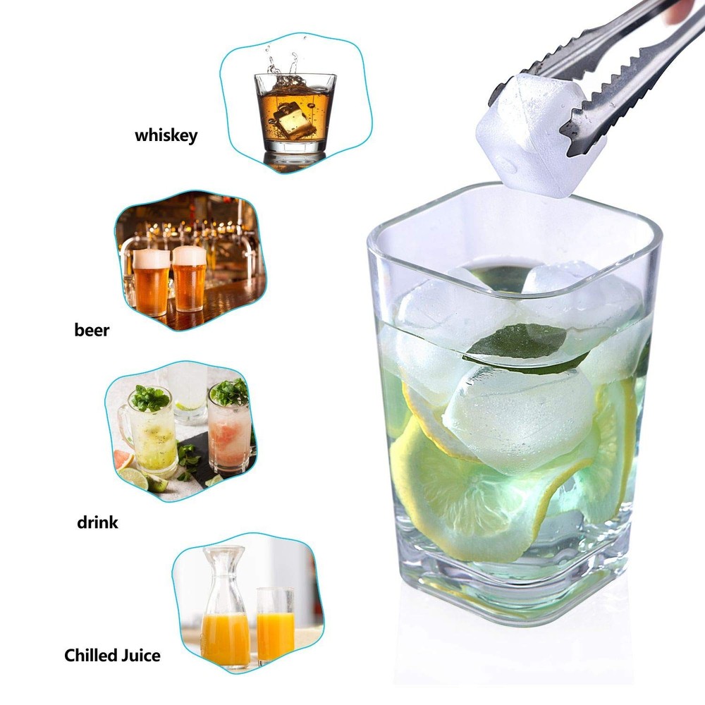 Reuable Ice Cube for Drinks - White Clear Plastic to 0.98”,