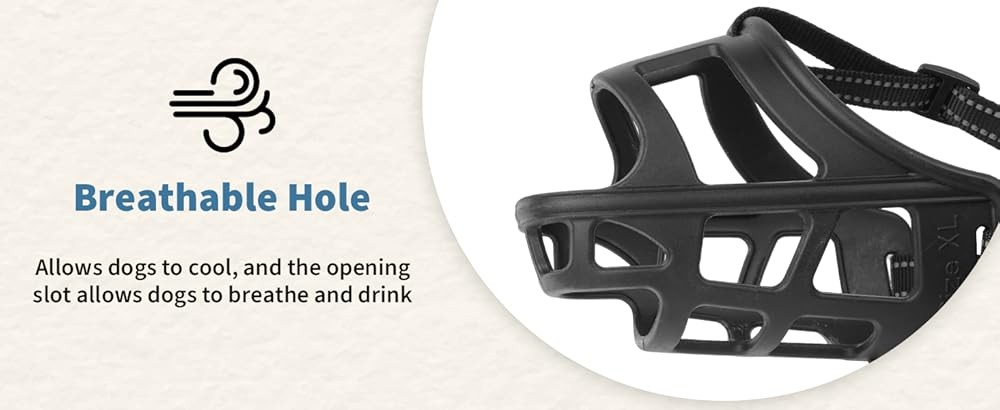 BARKL Dog Basket Muzzle for Medium & Lar Dogs, Humane Ca Muzzle