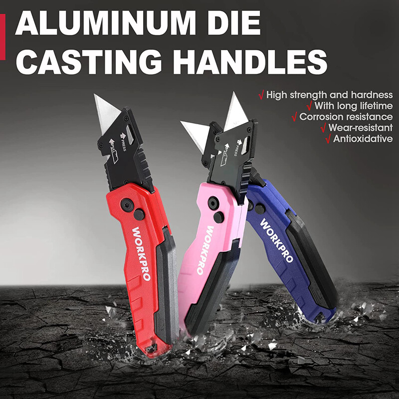 WORKPRO Folding Utility Knife Razor Knife for Cartons Cardboard Boxes 13 Blades