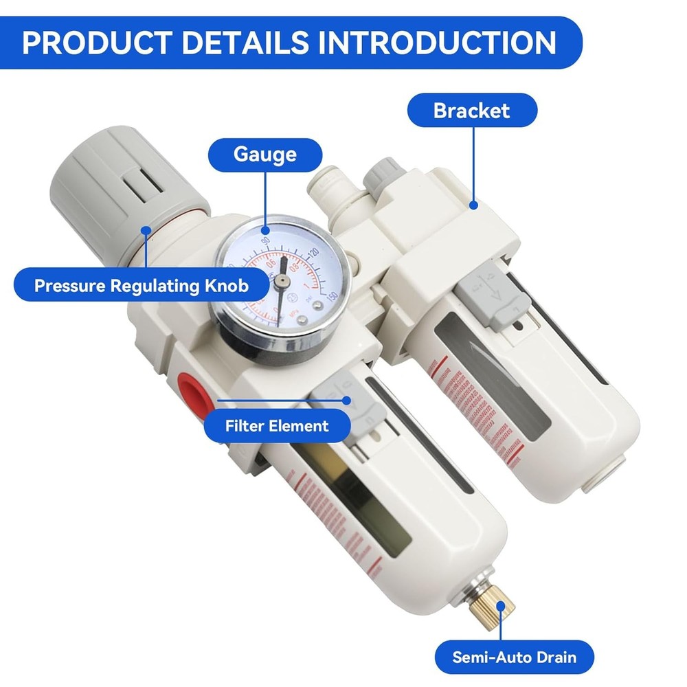 3/8"-Air-Dryer-for-Compressor, Air-Compressed-Filter-Regulator Lubricator Combo