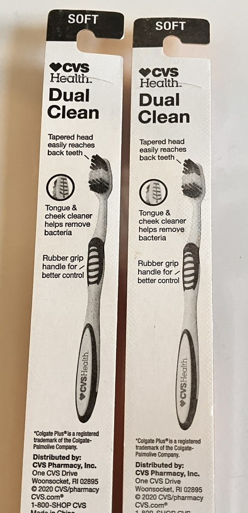 2 CVS Dual Clean Soft Bristle Toothbrush