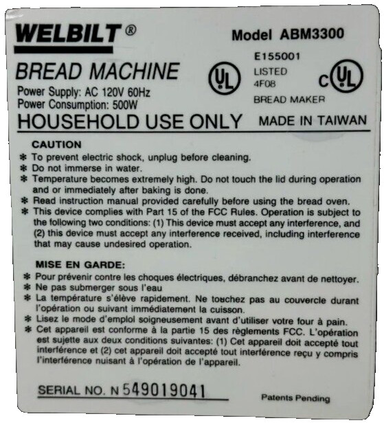 Power Control Board for Welbilt Bread Machine Model ABM3300