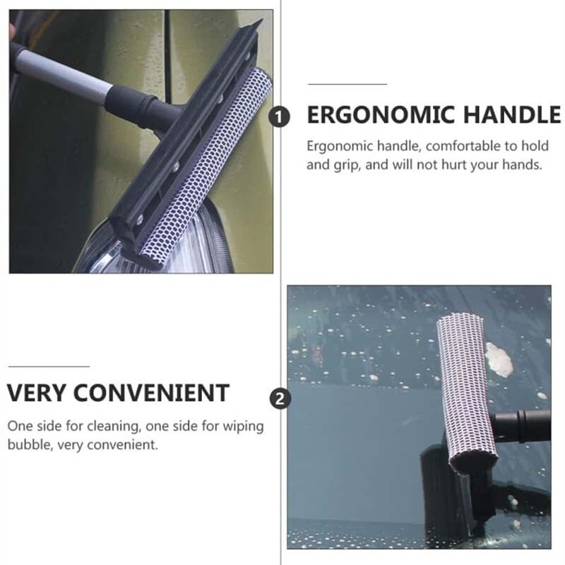 Handle Car Window Brush Windshield Squeegee Scraper Wiper Cleaner Double Surface
