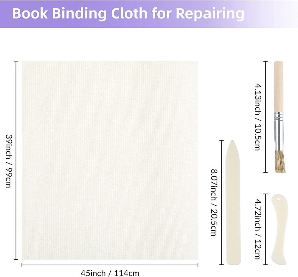 Book Binding Kit, Includes 39 X 45 Inch Book Binding Cloth, 2 Bone Folder Too...