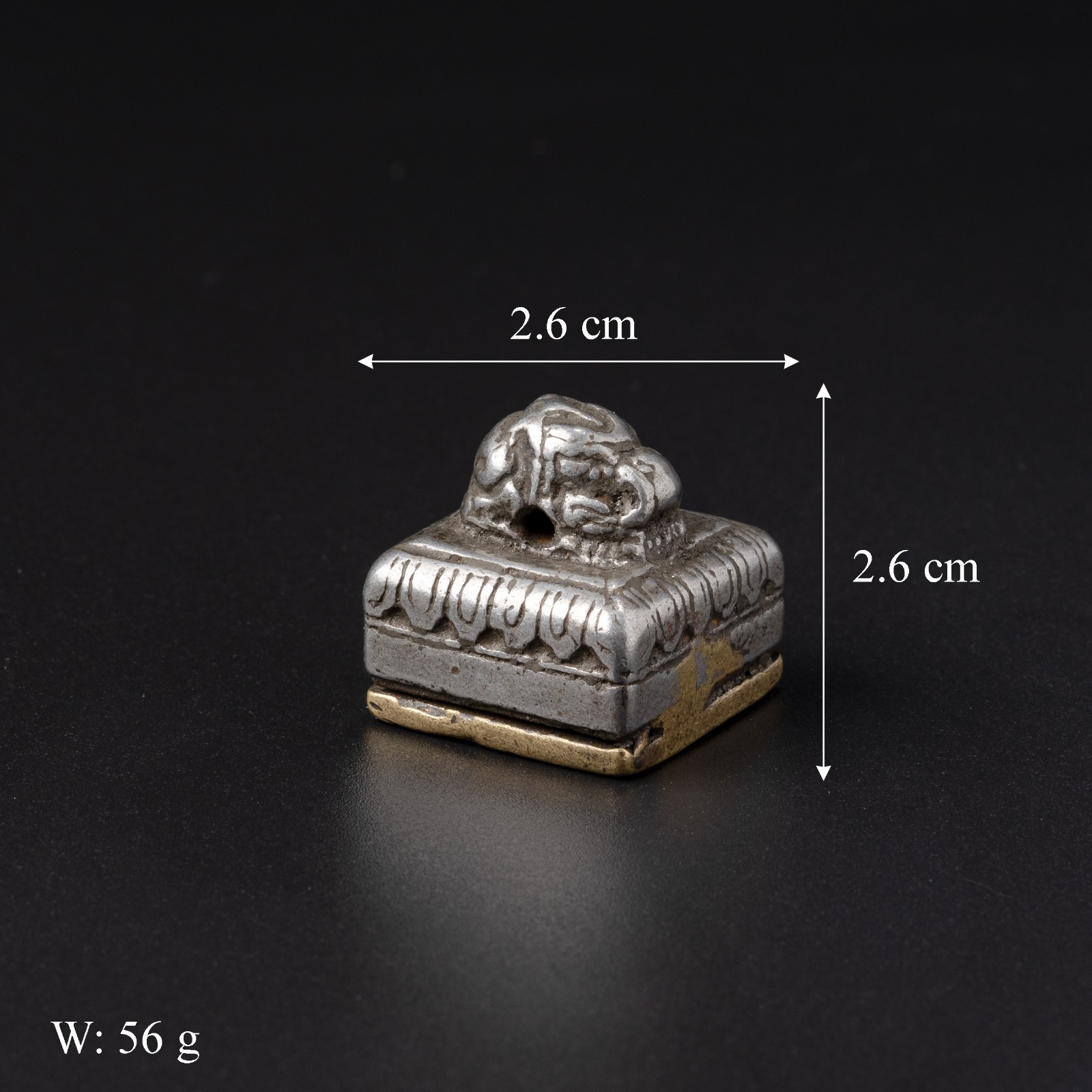 Tibetan Bronze and Iron Seal with Conch Motif