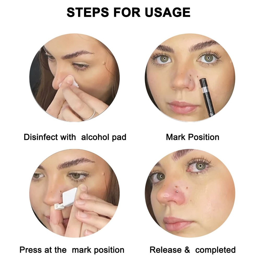2 Pack Disposable Self Nose Piercing Gun Kit