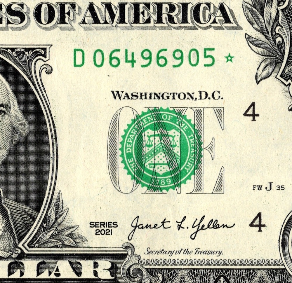 2021 D Star note One Dollar Bill Regular Run 3.2 pack note