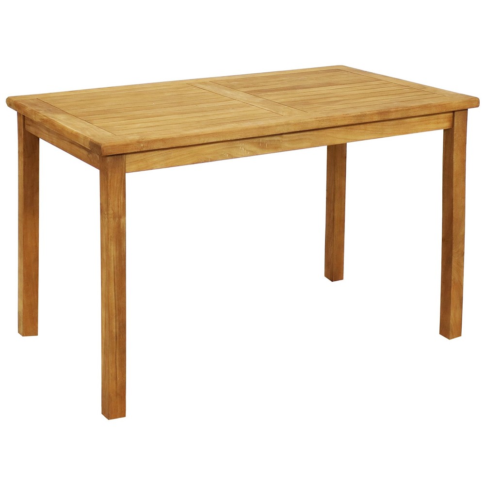 Sunnydaze Rectangular Solid Teak Outdoor Dining Table - Light Wood Stain