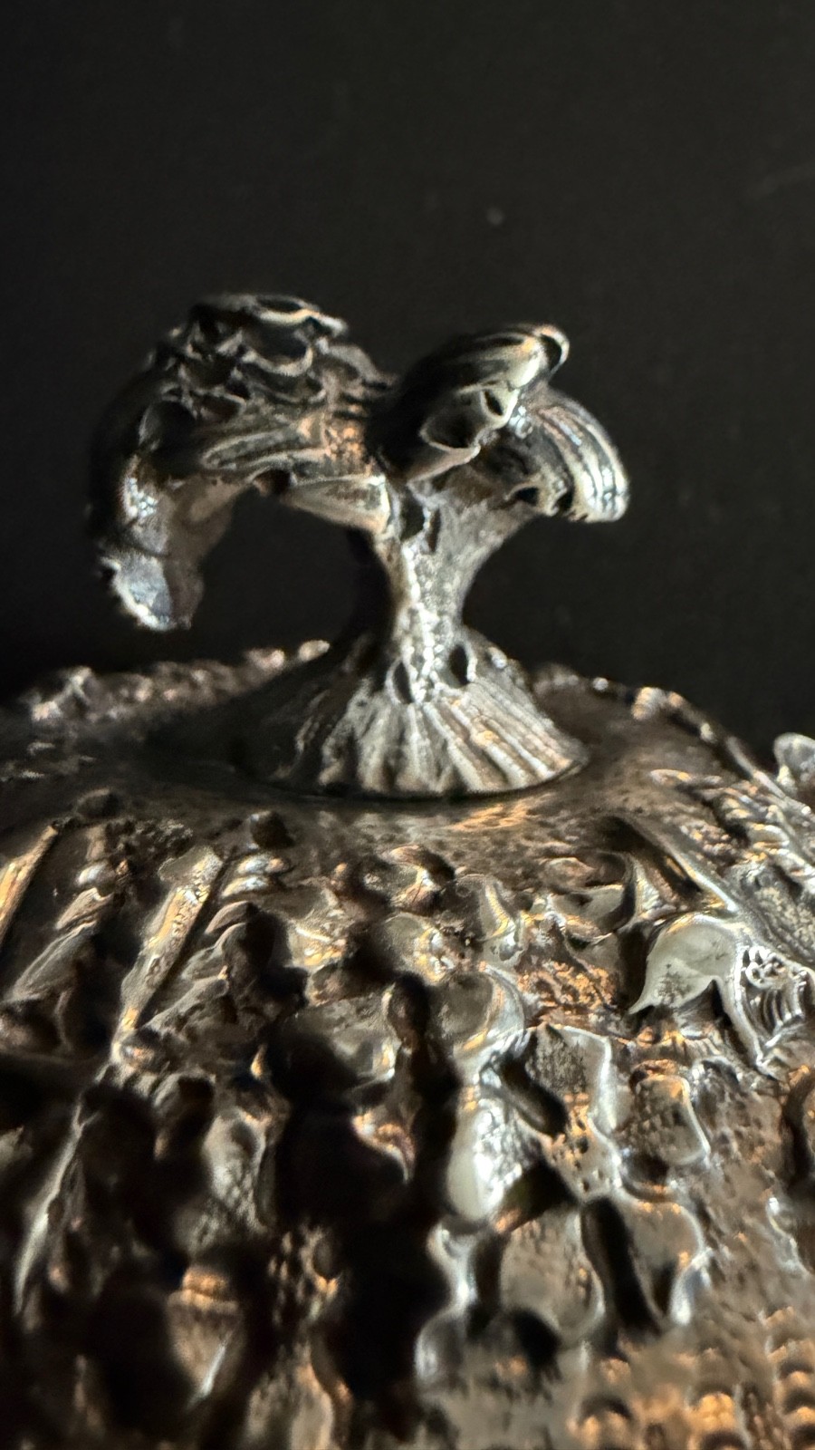 Antique Sterling Silver Repousse Lid Probably S Kirk & Son