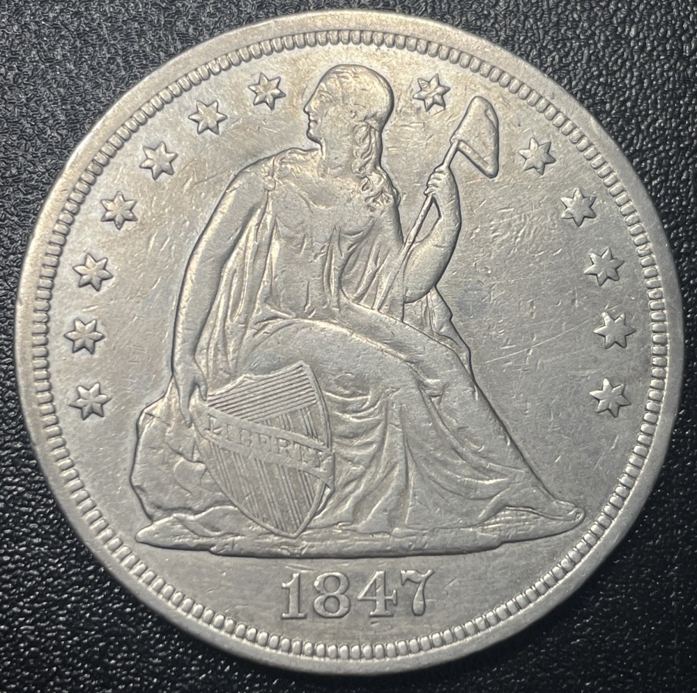 1847 Seated Liberty Silver Dollar $1 Nice Type Coin