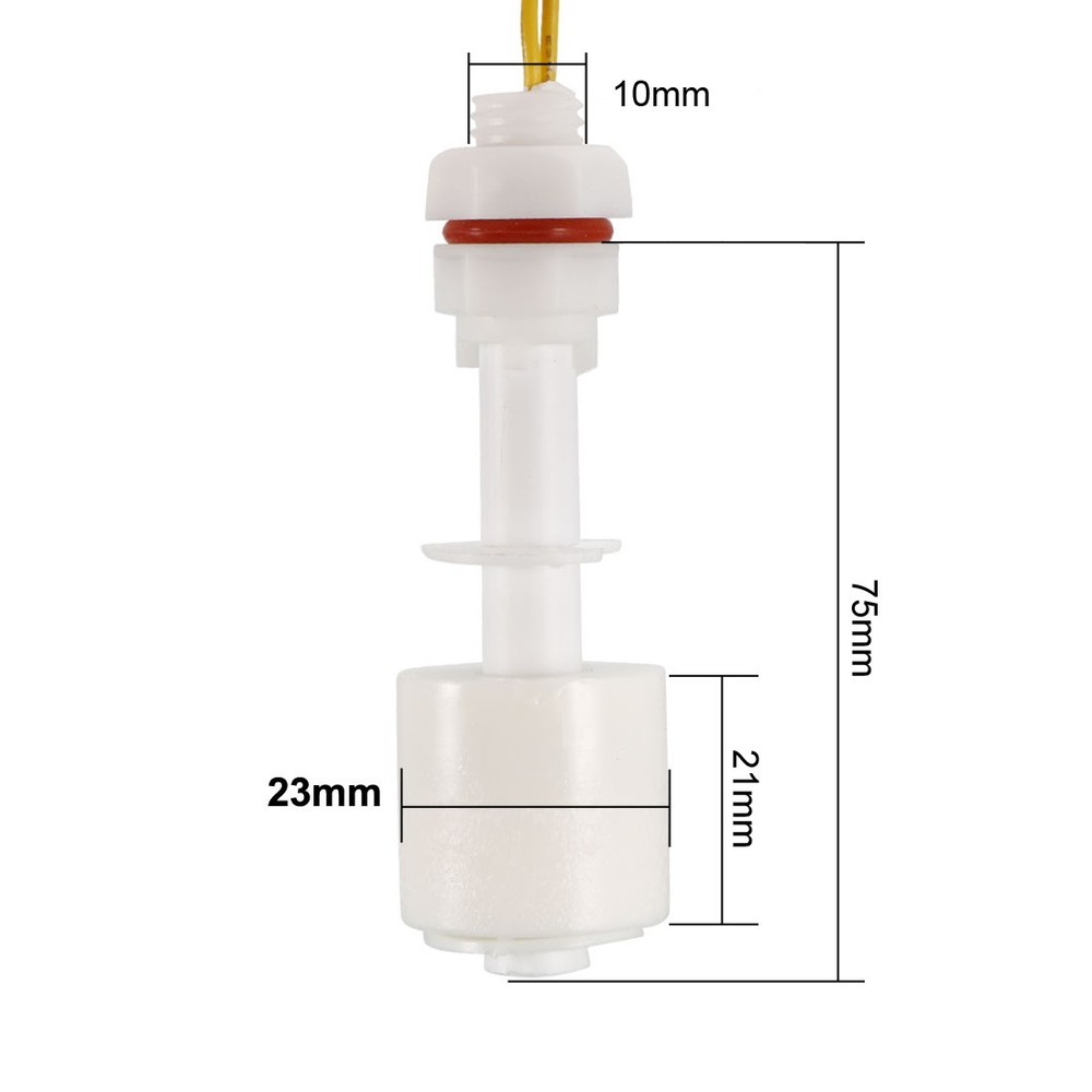 3 x PP Float Switch M10 75mm Fish Tank Vertical Liquid Level Sensor Plastic