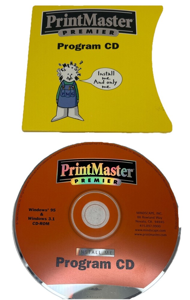 PrintMaster Premier Program (Windows 95 & 3.1 CD-ROM) 1998 Mindscape 4 Disc Set