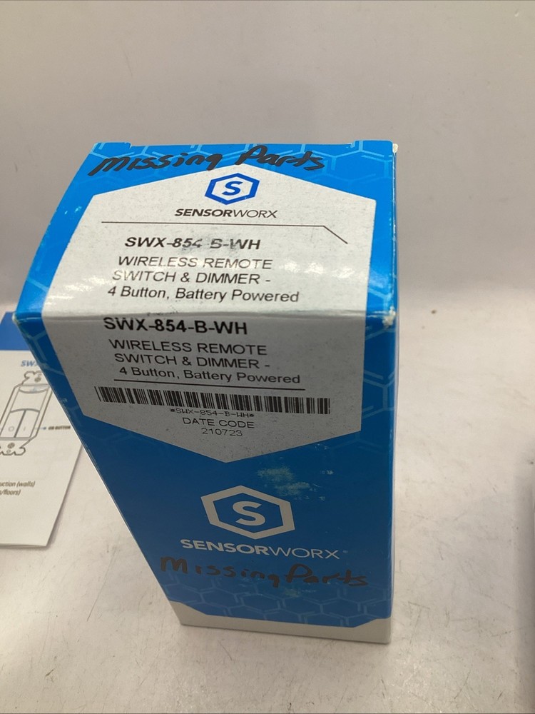 SensorWorx SWX-854-B-WH Wireless Remote Switch & Dimmer 4 Button *missing parts*