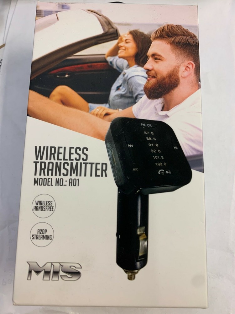 Mis A01: Wireless FM Transmitter w/ USB Port - Black