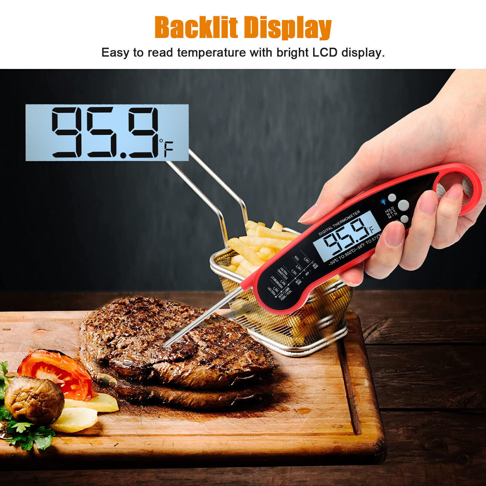 Instant Read Digital Meat Thermometer Fast for Kitchen Food Cooking BBQ Grilling