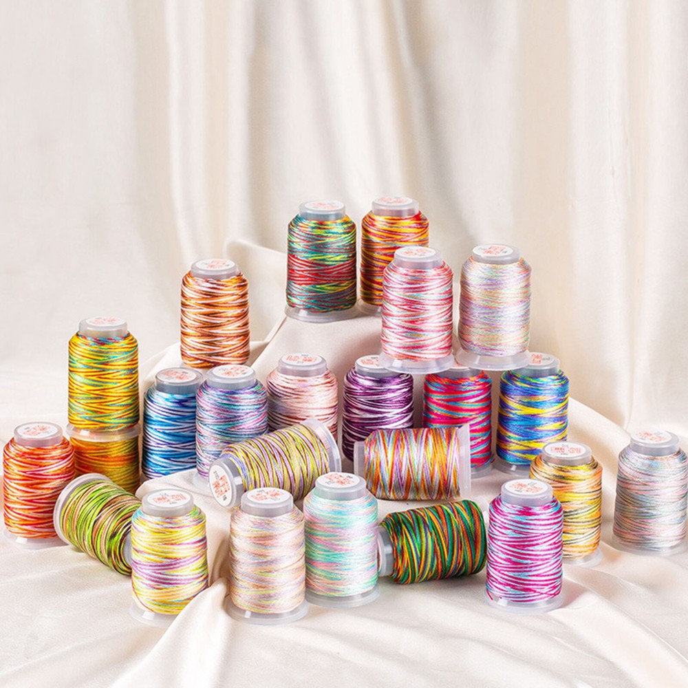 One Spool Variegated Polyester Sewing Embroidery Thread String 210D/9