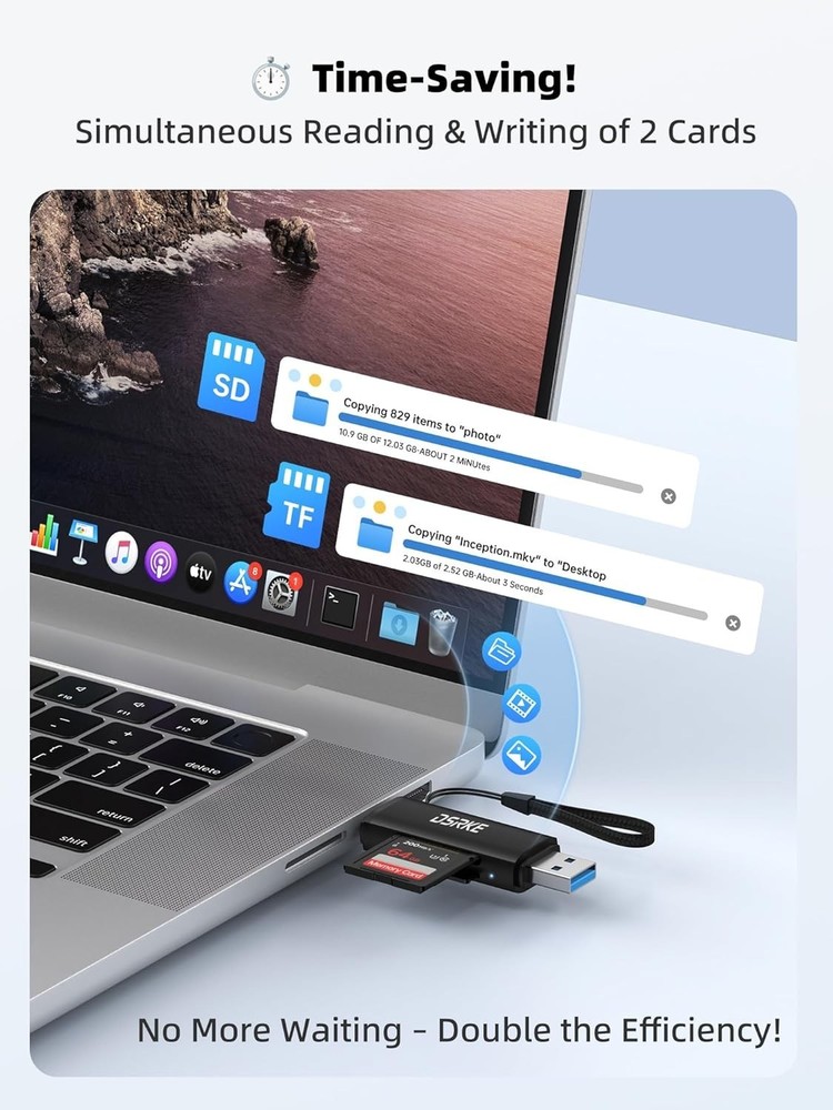 SD Card Reader, USB 3.0 & USB C Dual Slot Micro SD Card Adapter, Memory Card ...