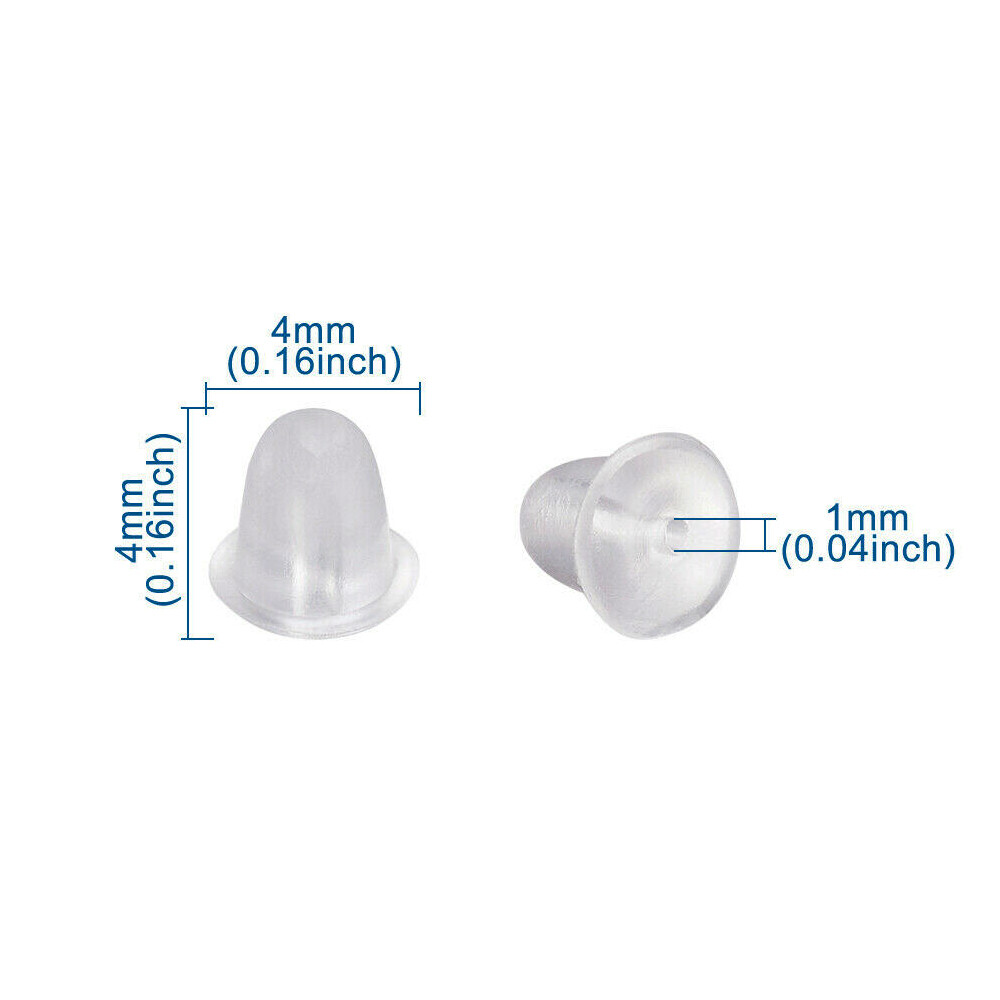 100pcs Silicone Earring Back Rubber Earring Back Stopper Cap Soft Clear Earring