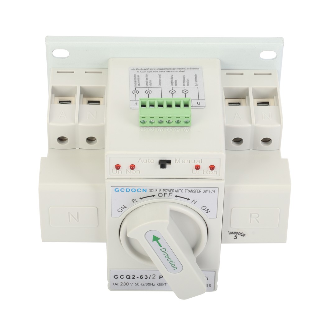 63A 2P 220V Dual Power Automatic Transfer Switch Generator Changeover Switch