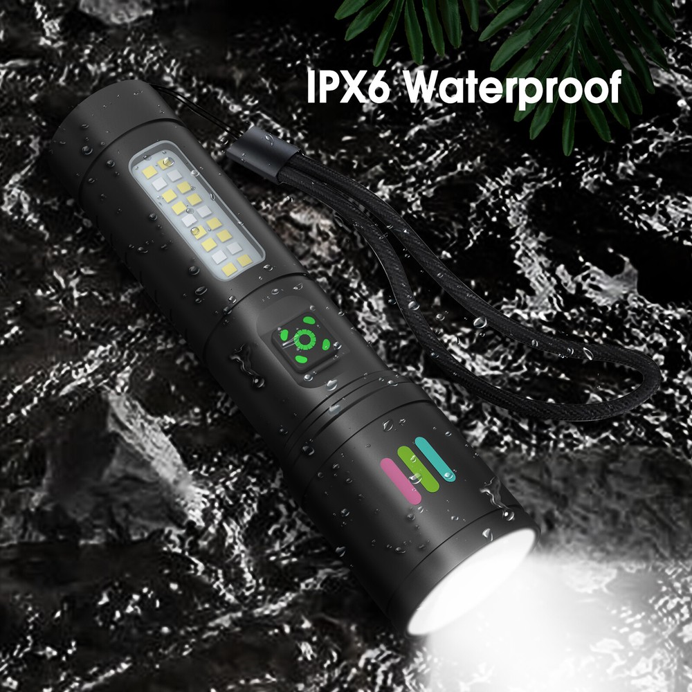 350000000 Lumen Super Bright LED Tactical Flashlight Rechargeable LED Work Light