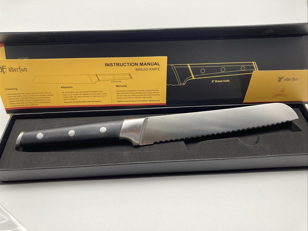 ODERFUN 8 in Bread Knife Chef Quality Professional Serrated Bread Knife