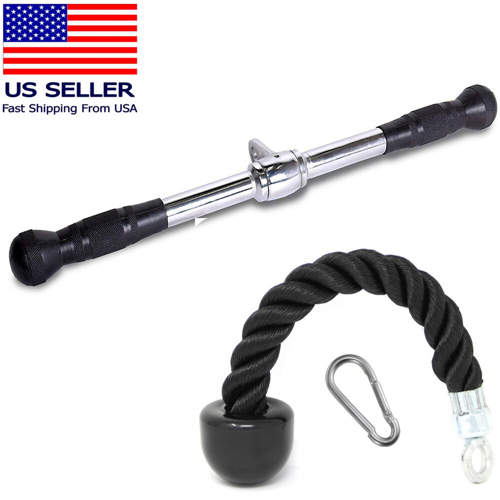 Home Gym Cable Attachment Handle Machine Strength Exercise Chrome Press Down Bar