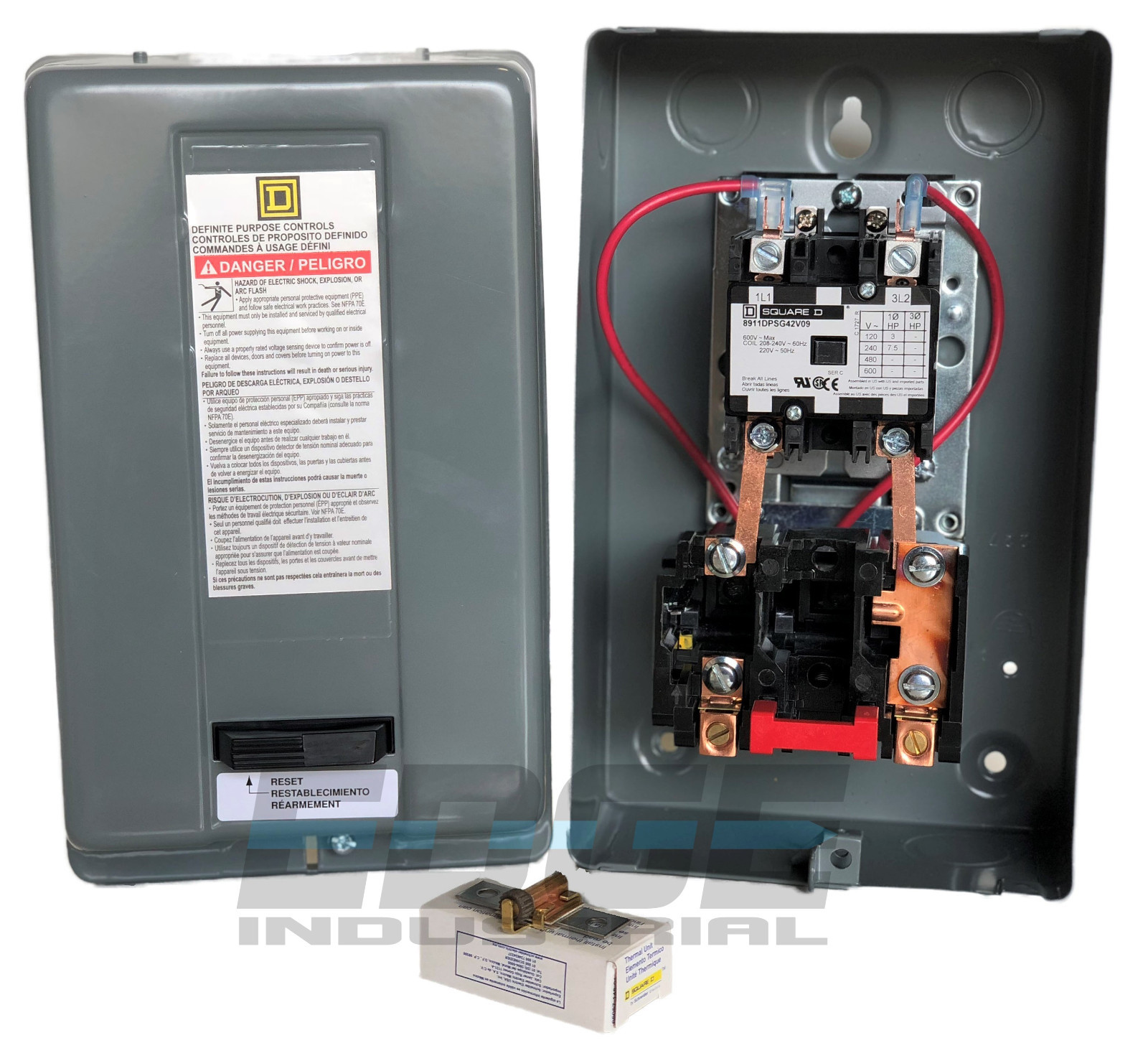 SQUARE D MAGNETIC STARTER 8911DPSG42V09 8911DPSO42V09 7.5HP 1 PHASE 230VAC 40AMP